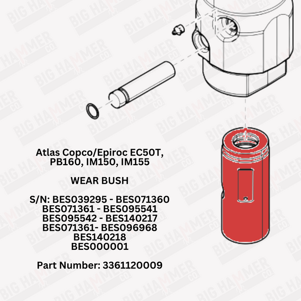 Atlas Copco/Epiroc EC50T, PB160, IM150, IM155 Lower Bushing