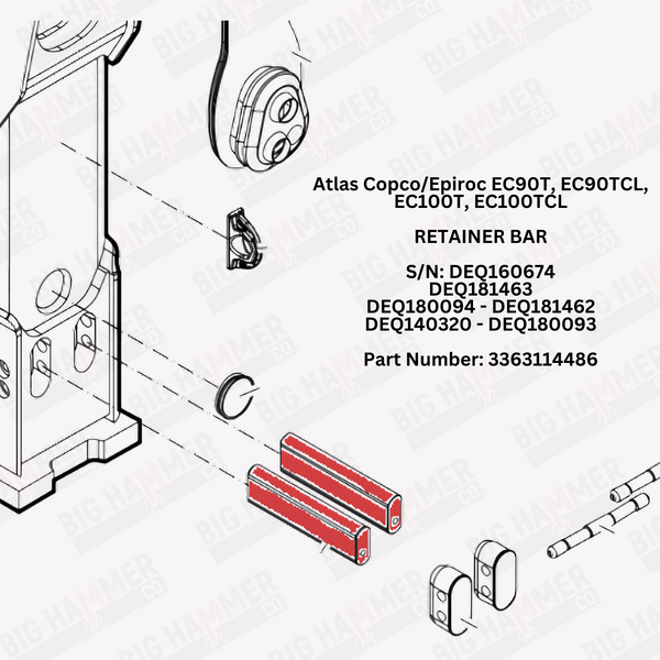 Atlas Copco/Epiroc EC90T, EC90TCL, EC100T, EC100TCL Tool Retainer