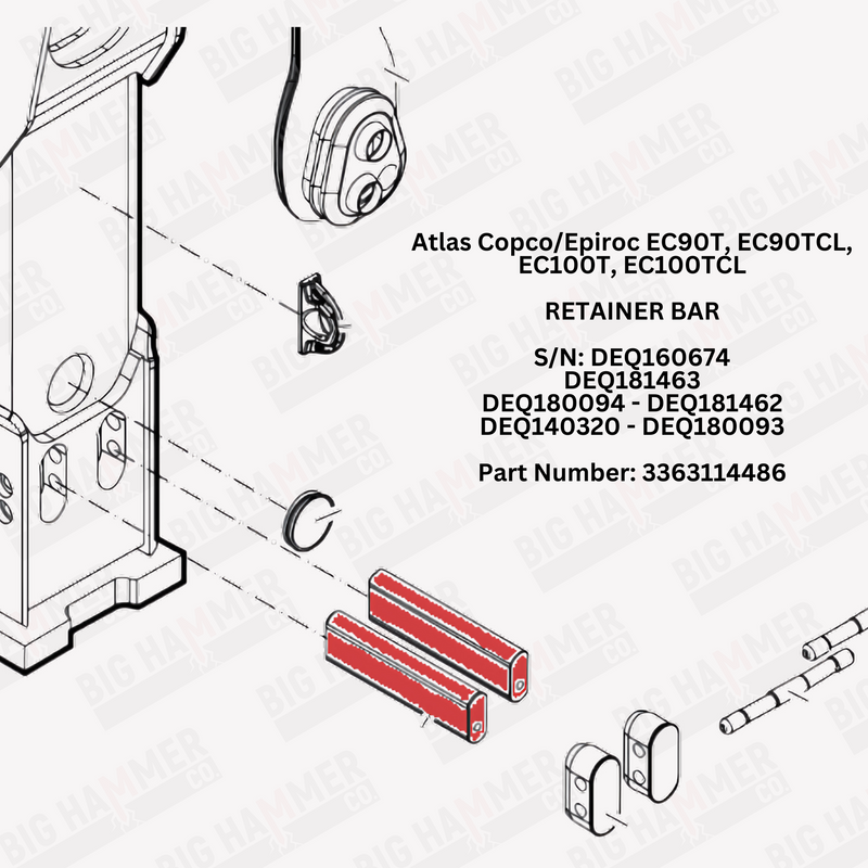 Atlas Copco/Epiroc EC90T, EC90TCL, EC100T, EC100TCL Tool Retainer