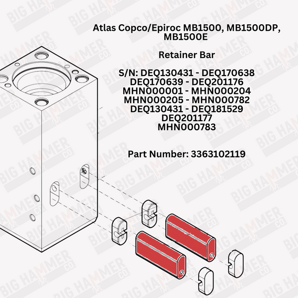 Atlas Copco/Epiroc MB1500, MB1500DP, MB1500E Retainer Bar