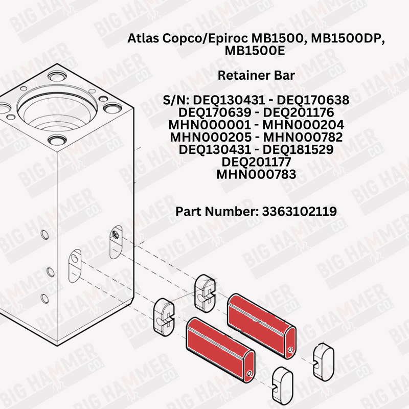 Atlas Copco/Epiroc MB1500, MB1500DP, MB1500E Retainer Bar