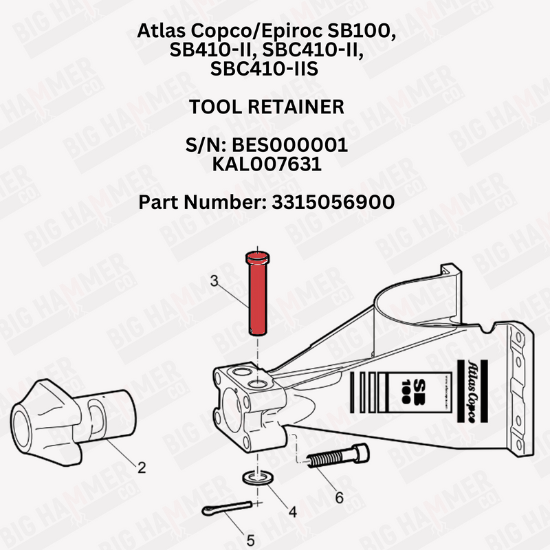 Atlas Copco/Epiroc SB100, SB410-II, SBC410-II, SBC410-IIS Tool Retainer