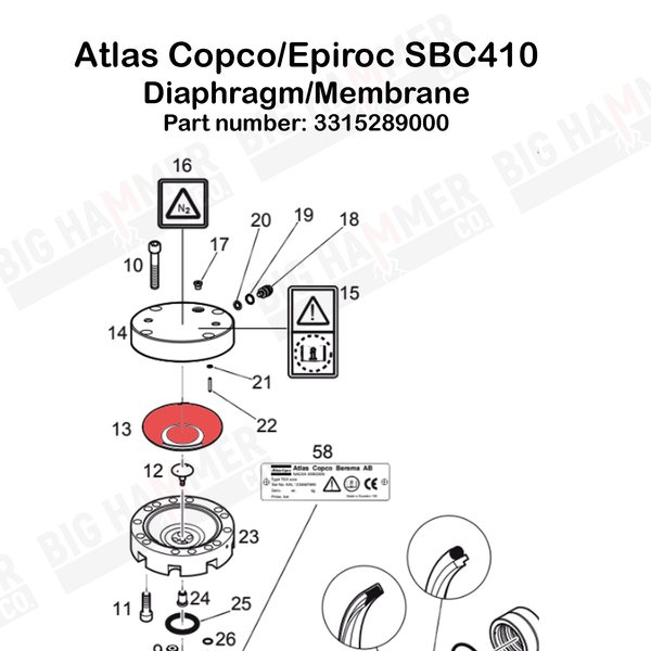 Atlas Copco/Epiroc SBC410 Polyurethane Diaphragm