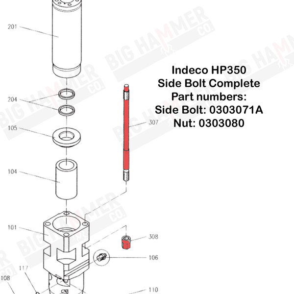 Indeco HP350 Side Bolt Complete