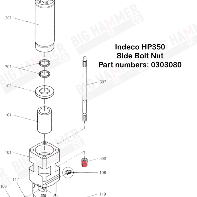 Indeco HP350 Side Bolt Nut