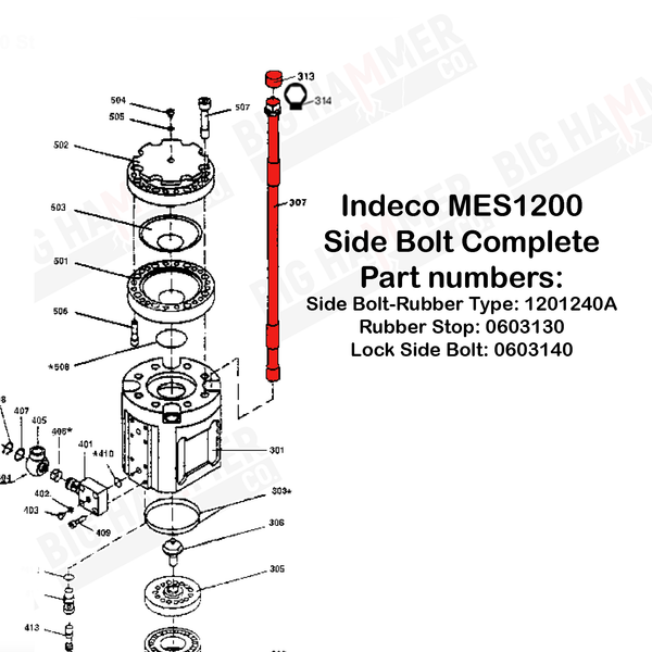 Indeco MES1200 Side Bolt Complete