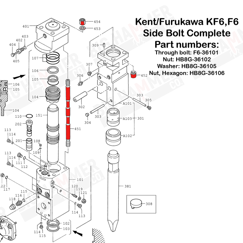 Kent/Furukawa KF6, F6 Side Bolt Complete