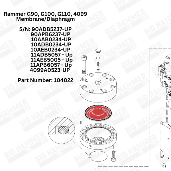 Rammer G90, G100, G110, 4099 Polyurethane Membrane/Diaphragm