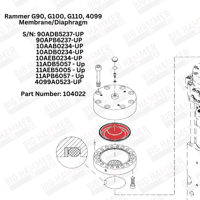 Rammer G90, G100, G110, 4099 Polyurethane Membrane/Diaphragm